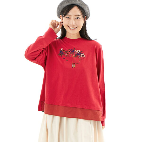 SUPER HAKKA×世界名作劇場 ｢赤毛のアン｣花とブランコ刺繍 長袖カットソー／スーパーハッカ（SUPER HAKK..