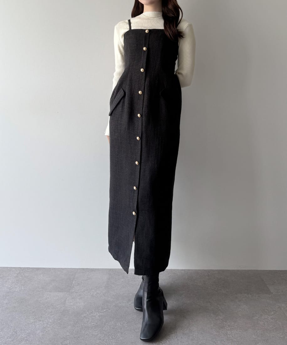 mipiarl 薄手ツイードタイトキャミワンピース／ミピアール（mipiarl）