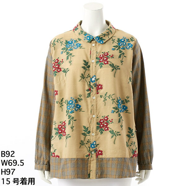 [15〜19号]レーヨンナイロンアクリルトレイリングブルームカットジャカード+コットンツイルブラウス／スーパーハッカフィーユ（super hakka feuille）