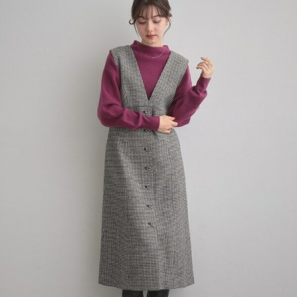 【クラシカル・通勤】ラメ千鳥釦デザインジャンスカ／クチュールブローチ（Couture Brooch）