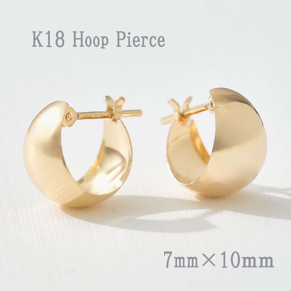 K18月甲フープピアス(7×10)／エルアンドコー（L＆Co.）