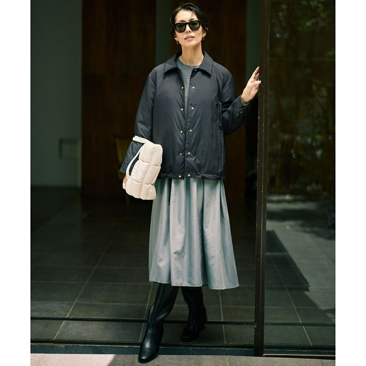 【カタログ掲載】ウールミラノ異素材 ワンピース／自由区（JIYU-KU）