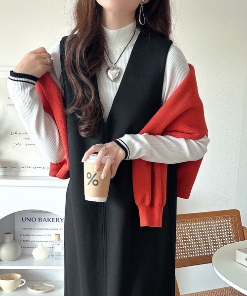 肉厚素材が気になるスタイルをカバー♪前後2wayダンボールハーフジップジャンプスカート(ロング丈)／クラシカルエルフ（Classical Elf）