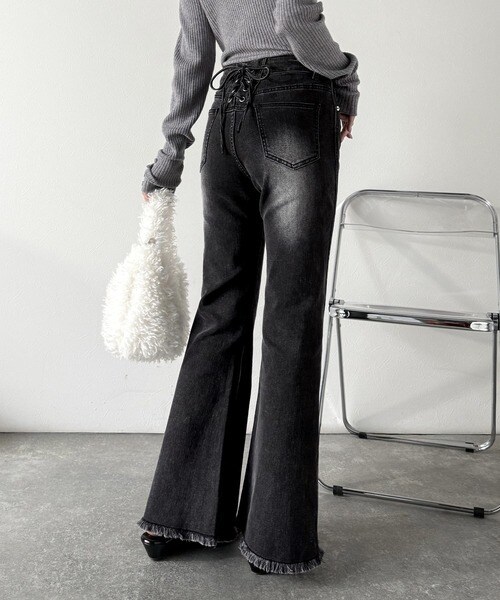 25AW新作【mily bilet】きゅんと恋する後ろ姿。バックリボン美脚ストレッチフレアデニム／クラシカルエルフ（Classical Elf）