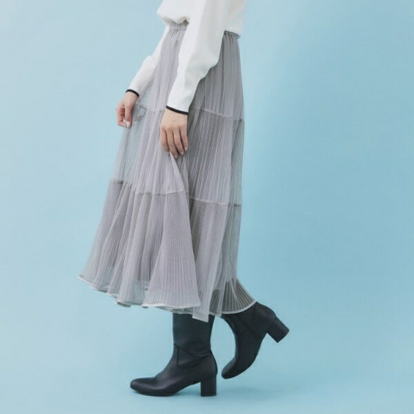 リバーシブルチュールティアードフレアスカート【洗濯機OK】／インデックス（index）