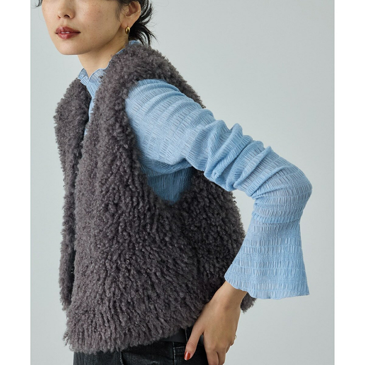 ボタニカルダイフレアスリーブハイネックカットソー/イージーケア・アンサンブル対応/ロペ(ROPE')