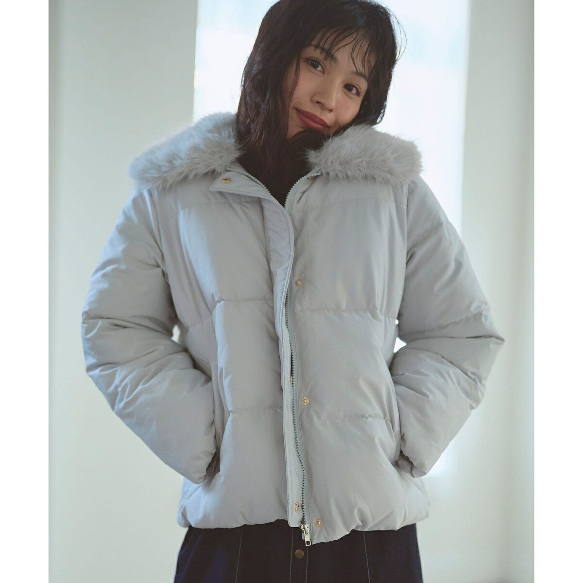 ファーカラー付き・ダウン見え中綿 ジャケット／フェルウ（Feroux）