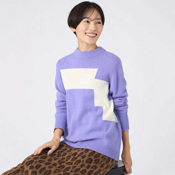 【SANYO Style EDITION掲載】【ウォッシャブル】ブロッキングウールニットプルオーバー／エヴェックス ..
