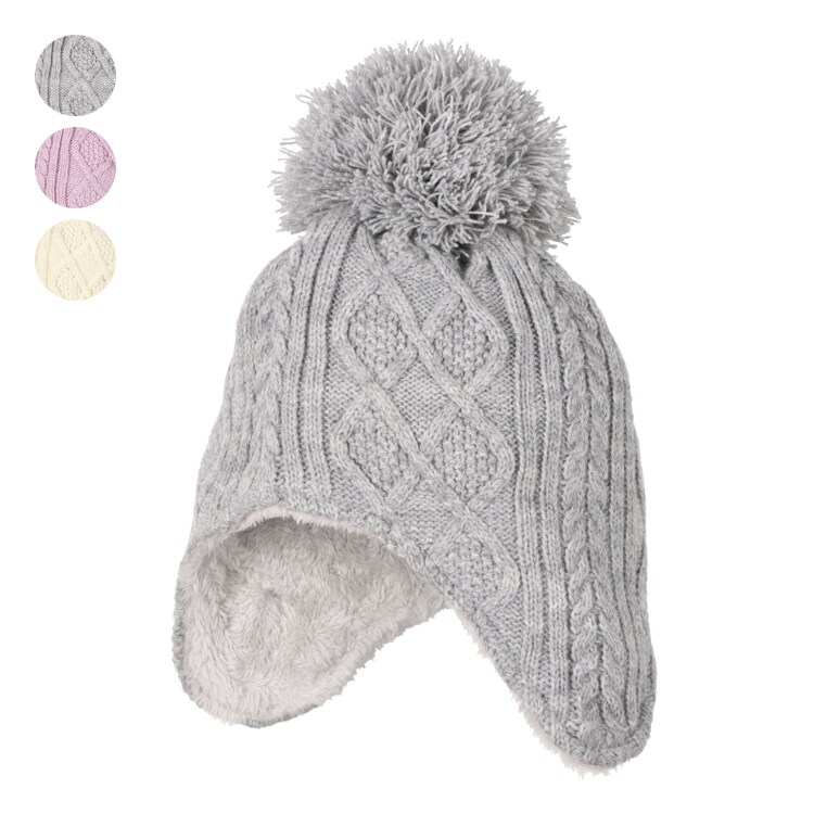 Cable knit hat with ears / Kids Foret