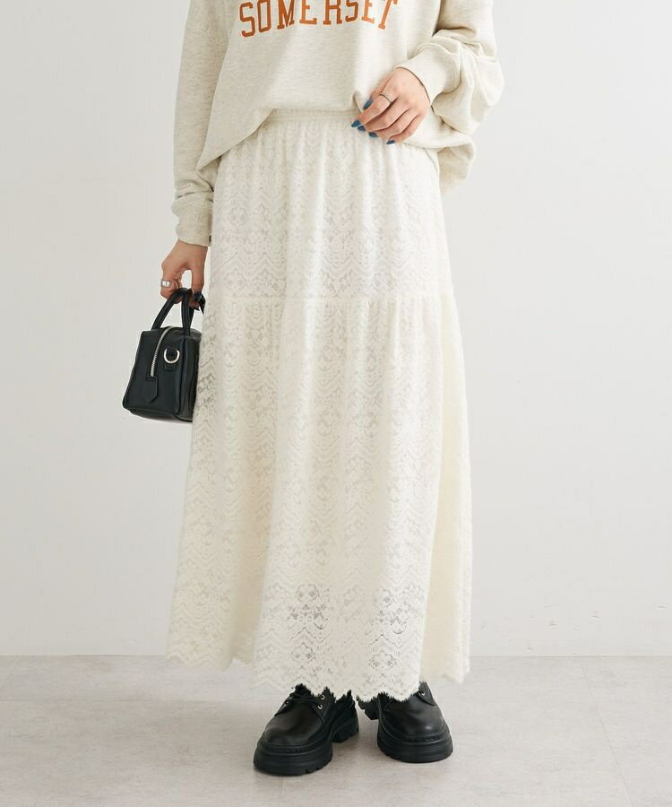 起毛レースティアードスカート／グリーンパークス（Green Parks）