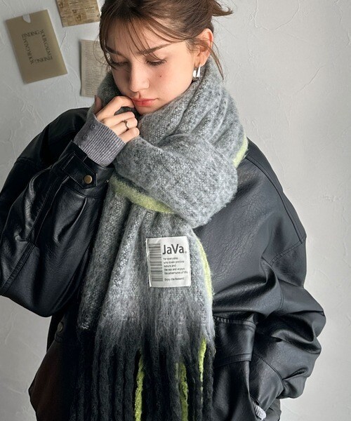 2025AW新作《JaVaジャバコラボ》ふんわりあったか。配色ボリュームマフラー／クラシカルエルフ（Classical Elf）