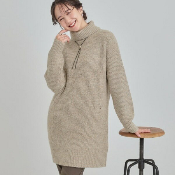 【洗濯機可S-LL】女性らしい美シルエット ニットチュニックワンピース／シューラルー（SHOOLARUE）