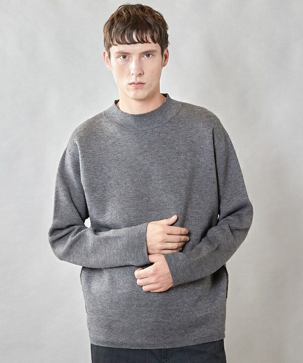 【ウォッシャブル素材】モックネック Wフェイスリバーシブルニット/ユニオンステーション(UNION STATION)