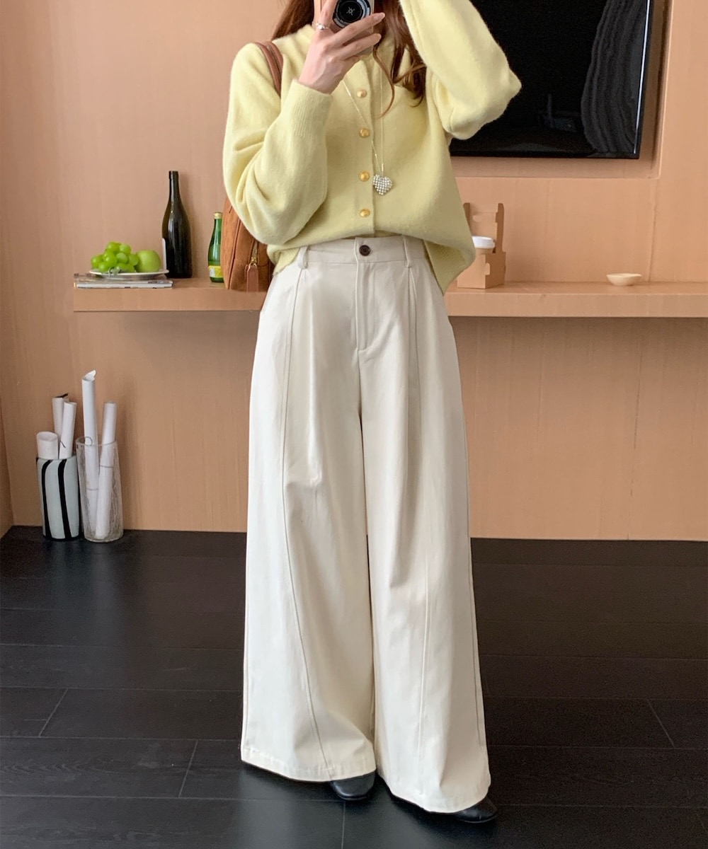 タック ワイドパンツ／アイモハ（aimoha）