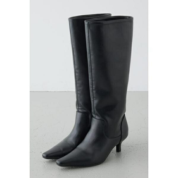 ローヒールロングブーツ／アズール