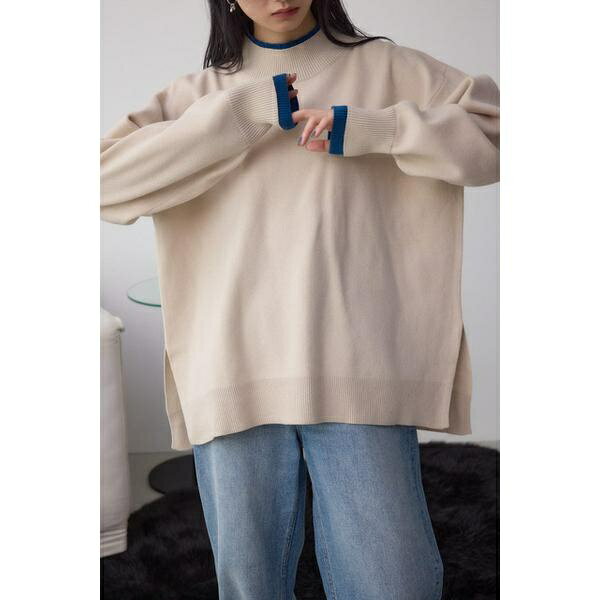 格上げ ダブルネックデザインニットトップス／アズールバイマウジー（AZUL BY MOUSSY）