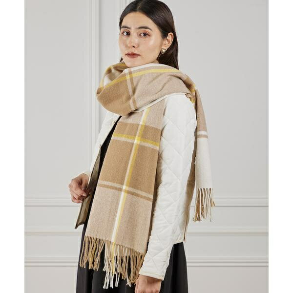 チェック柄ウール100%ストール／イネド（INED）