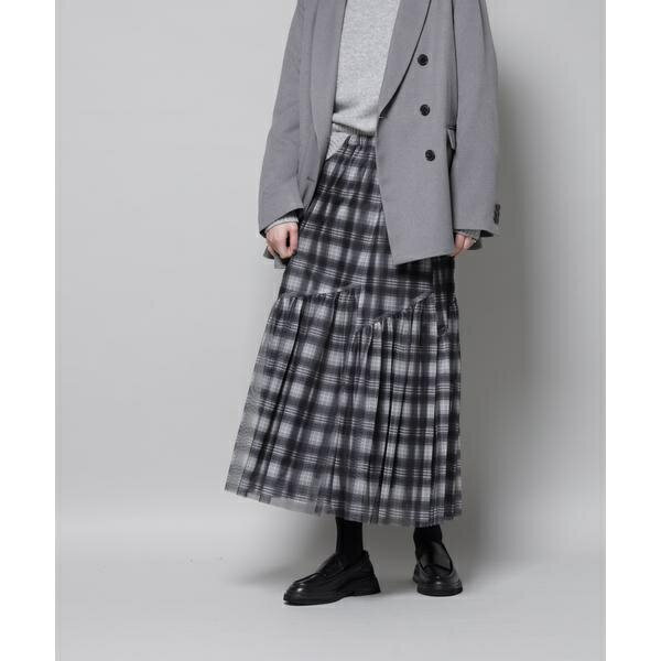 オンブレーチェックチュールスカート／ナノユニバース（NANO universe）