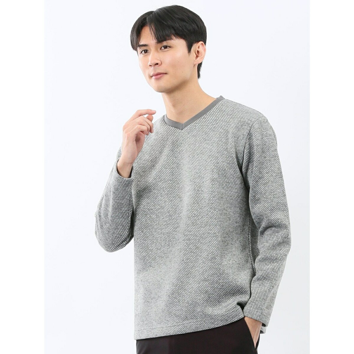 【裏起毛】タカキュー カルゼ Vネック長袖Tシャツ／タカキュー（TAKA-Q）