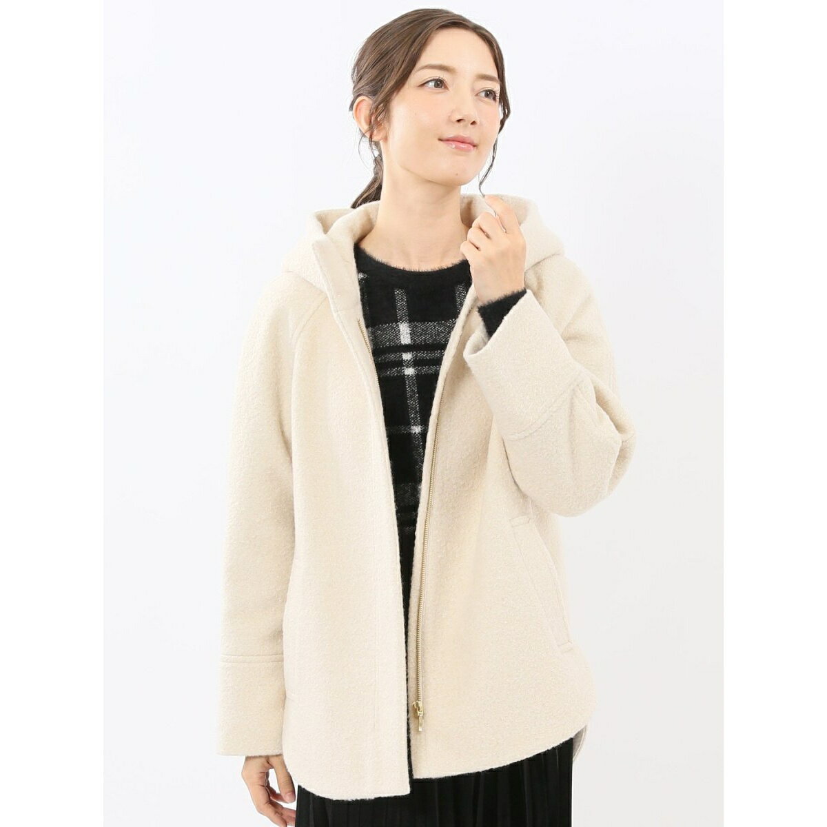 ハンドウォッシャブル フーデッド ショートコート／タカキュー（TAKA-Q）