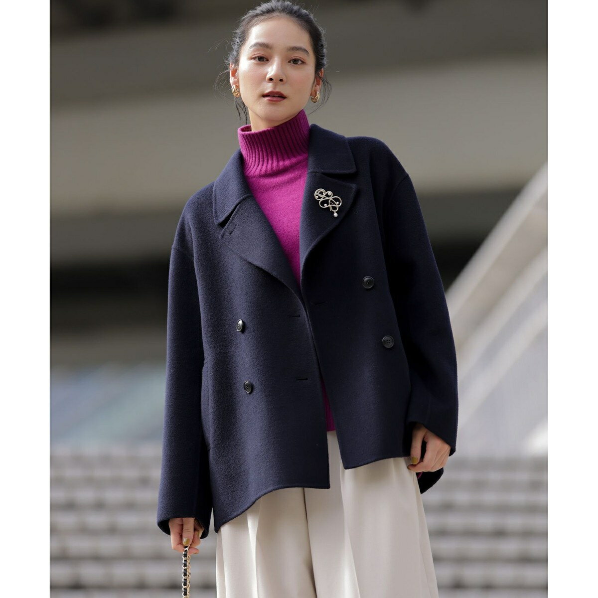 ダブルブレストリバー コート／組曲（KUMIKYOKU）