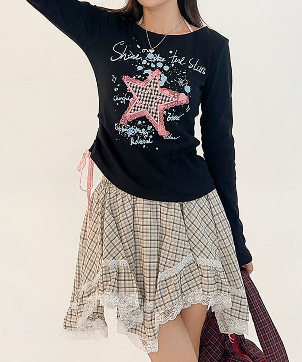 HOOK for girls Y2K スターモチーフ × サイドリボン ロングスリーブ／フック（HOOK）