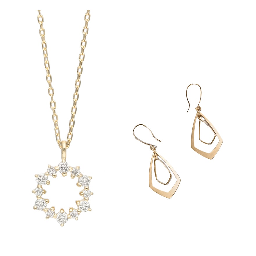 【2026冬福袋】10金ダイヤモンドネックレス・ひし形ピアス／エルアンドコー（L＆Co.）