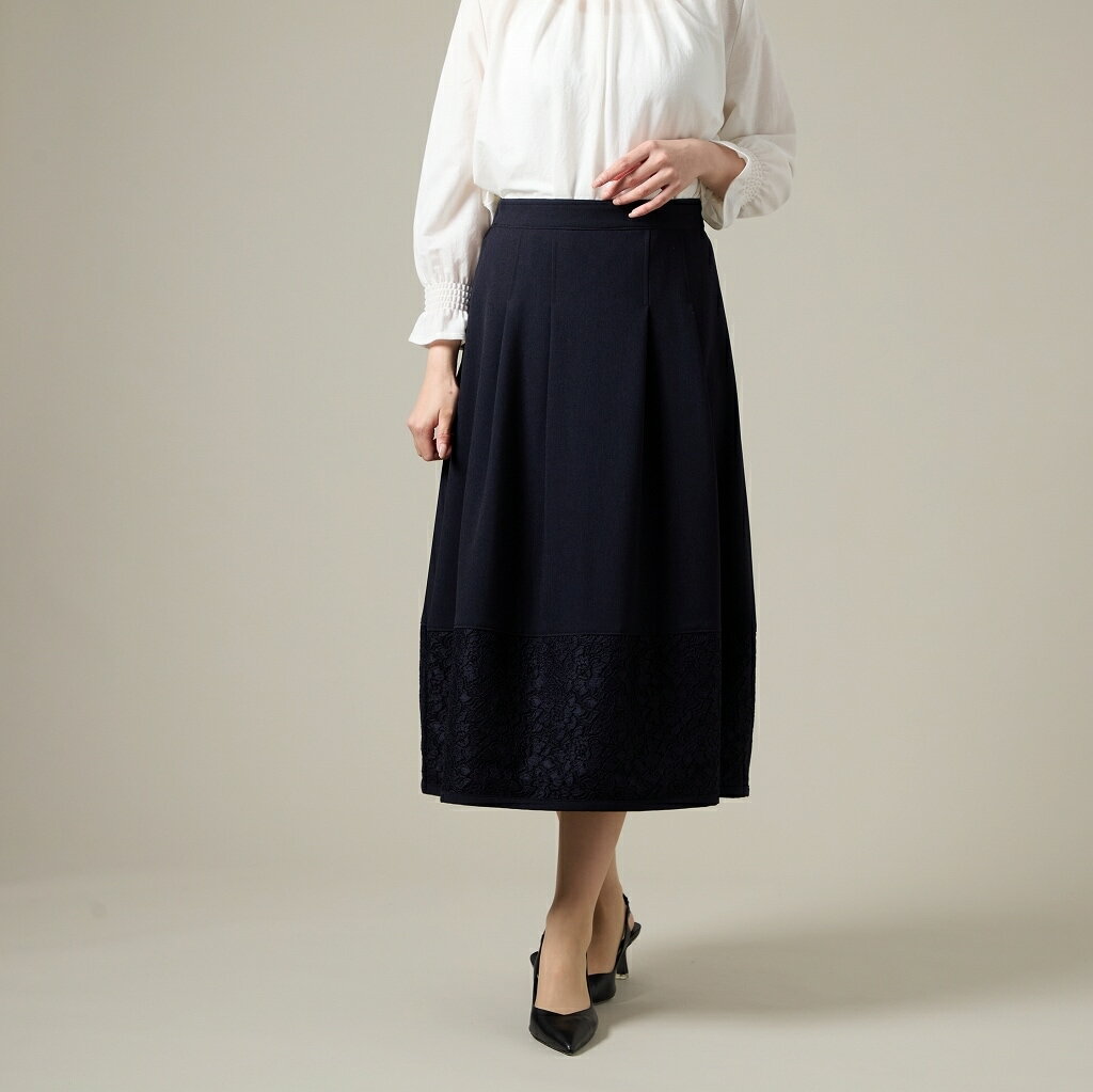 【日本製】立体タック＆裾レースで魅せる。大人のバルーンシルエットスカート（セットアップ対応）／ラ・クープ（LACOUPE）
