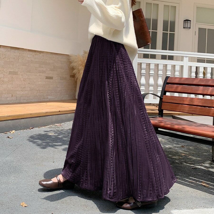 裏地付きプリーツマキシスカート レディース スカート／ドゥーベル（Doux Belle）