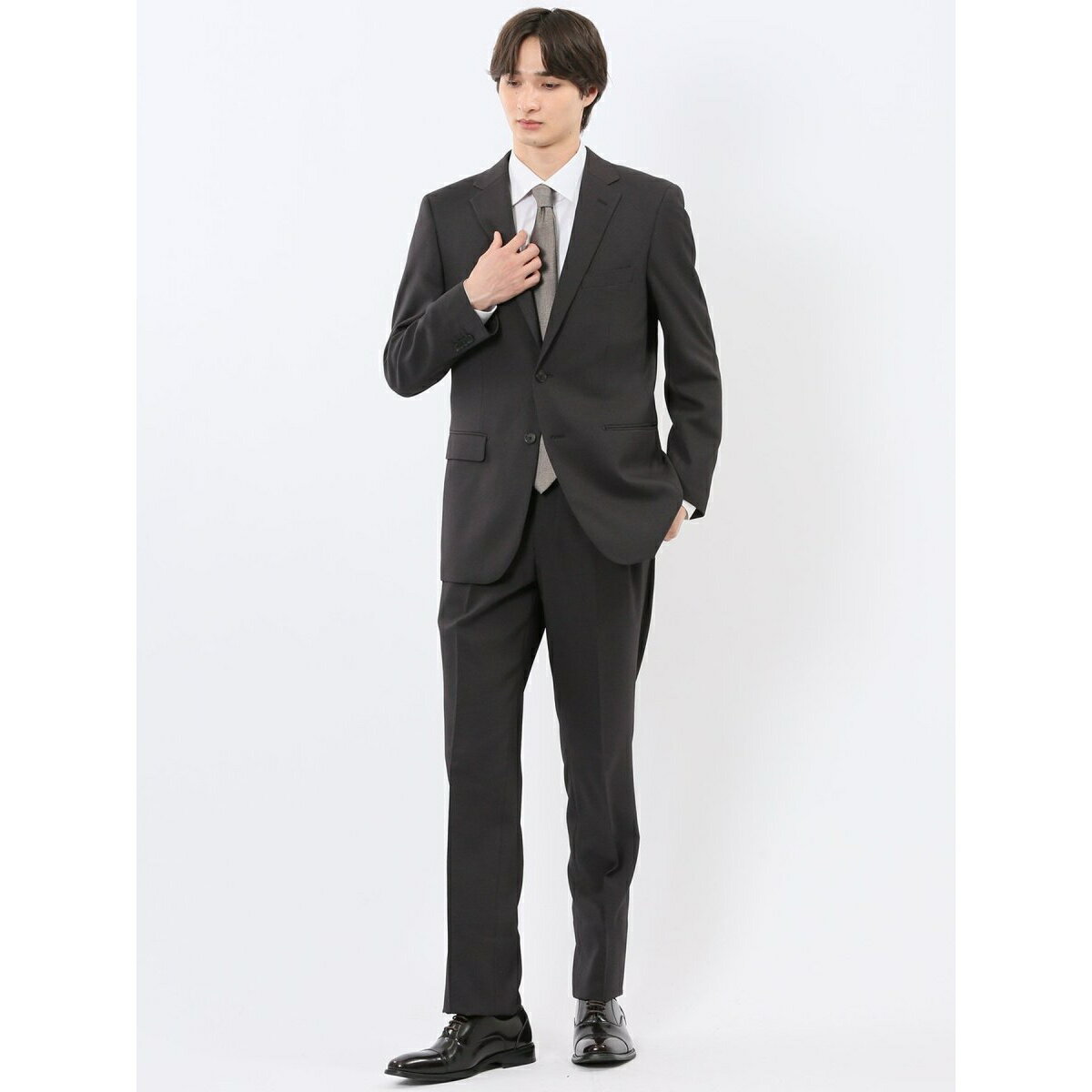 【ストレッチ ウォッシャブル】タカキュー 2ボタン2ピース ビジネスセットアップスーツ 千鳥黒／タカキュー（TAKA-Q）