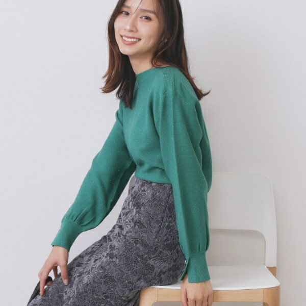 ラメガーター編みボートネックニット【洗濯機可】／インデックス（index）