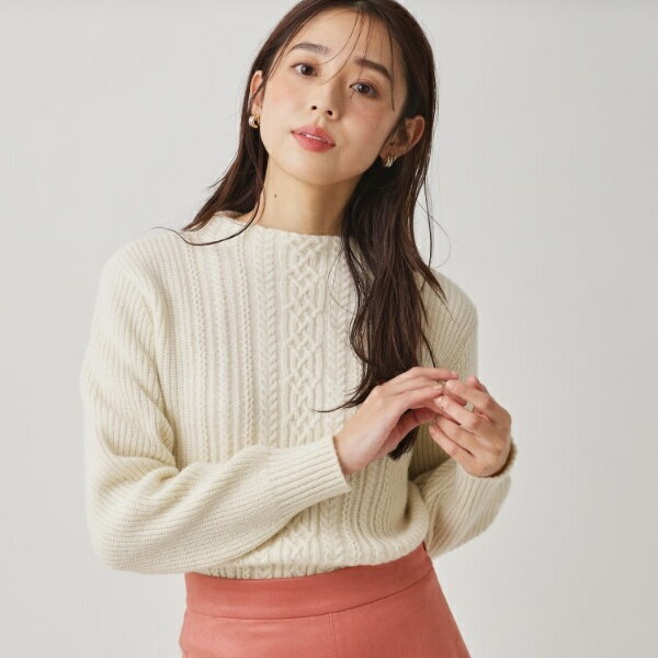 【手洗い可／日本製】ケーブルデザインのニットトップス／クード シャンス（COUP DE CHANCE）