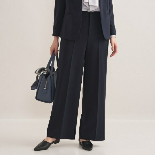 【通勤スーツ／洗える】ストレッチワイドパンツ／インディヴィ（INDIVI）