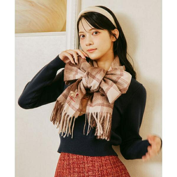 ＜BEARシリーズ＞Holidayベア刺繍チェックストール／ジル バイ ジル スチュアート（JILL by JILL STUAR..