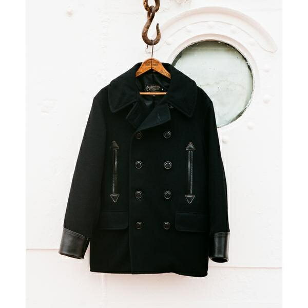 787US LEATHER COMB. PEA JACKET／レザーコンビ ピージャケット／ショット（Schott）