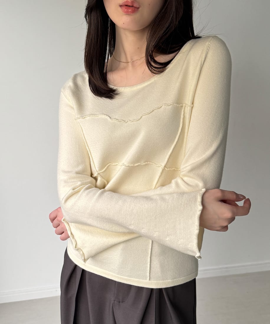 メロービスチェラインニットトップス／ジュノア（JUNOAH）