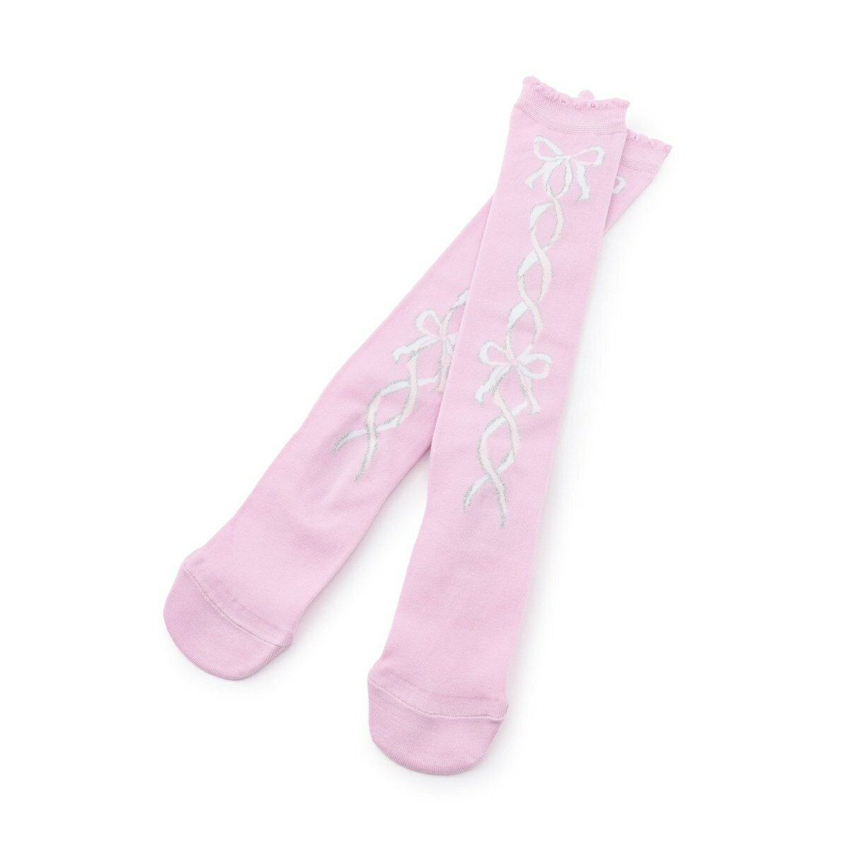 バレリーナ風編み上げ柄ハイソックス／メゾピアノ（mezzo piano）