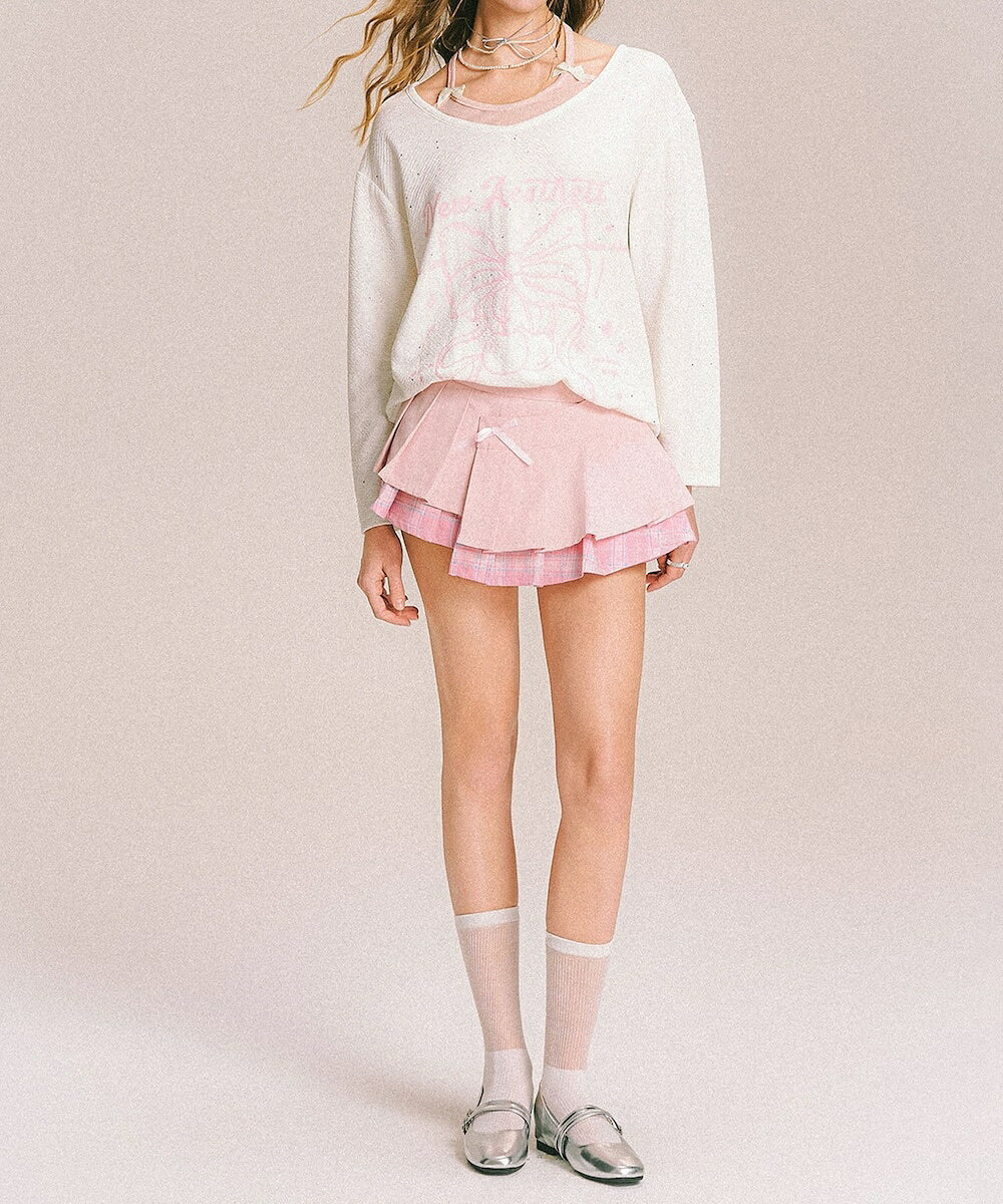 【HOOK】for girls リボンプリントルーズトップス／フック（HOOK）