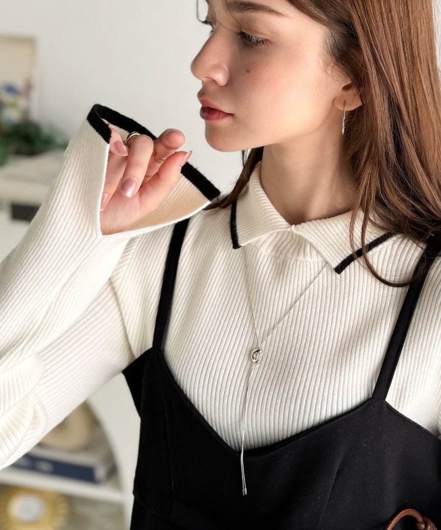 《daaco×クラシカルエルフコラボ》上品配色が映える袖スリット入り前後2WAYハイネックリブニット／クラシカルエルフ（Classical Elf）