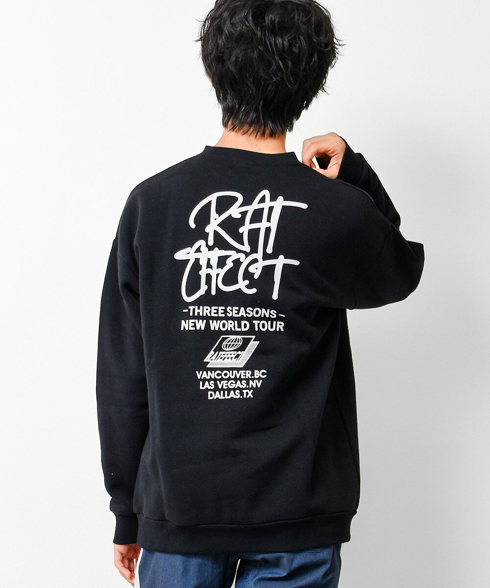 裏起毛ストリートロゴバックプリントトレーナー／ラットエフェクト（RAT EFFECT）