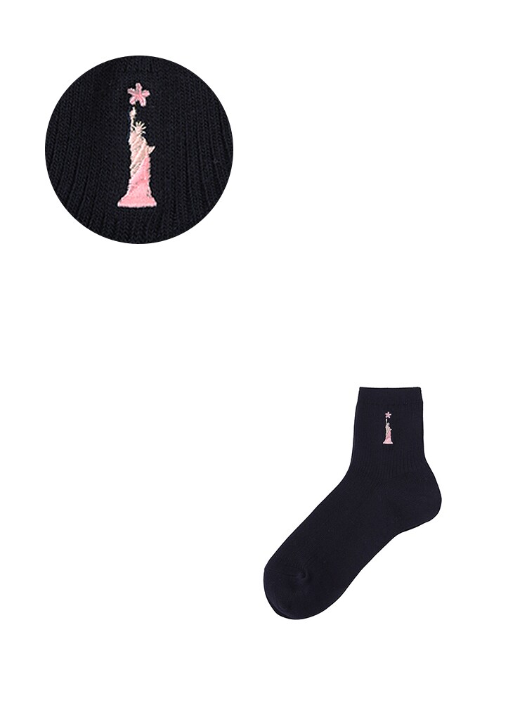 両面刺繍ソックス〈13cm丈/さくら女神〉【スクール】【学生】【通学】【学校】／イーストボーイ（EAST BOY）(4.0)