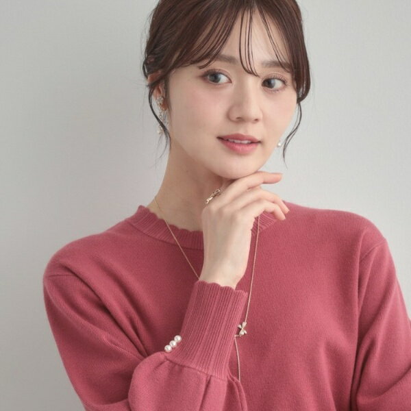 【洗えるスカラデザイン】パフスリーブ ニット／クチュールブローチ（Couture Brooch）