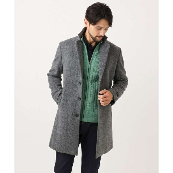 ウールヘリンボンチェスターコート／ミッシェルクランオム（MICHEL KLEIN HOMME）