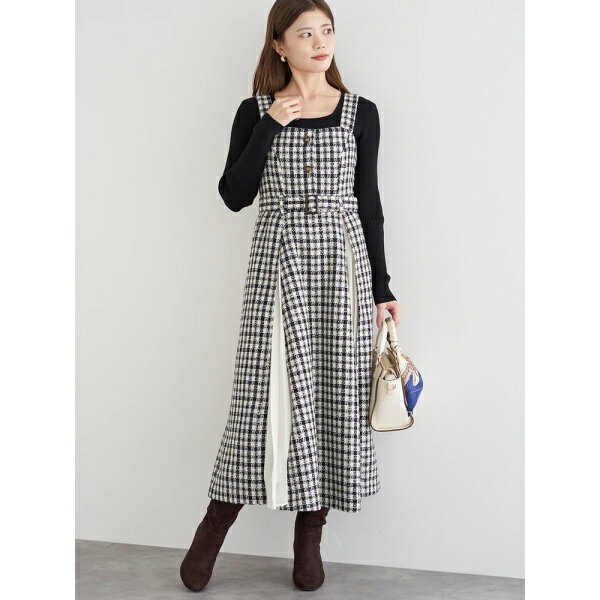 ツイード×プリーツ切り替えジャンパースカート／ルディックパーク（Ludic Park）