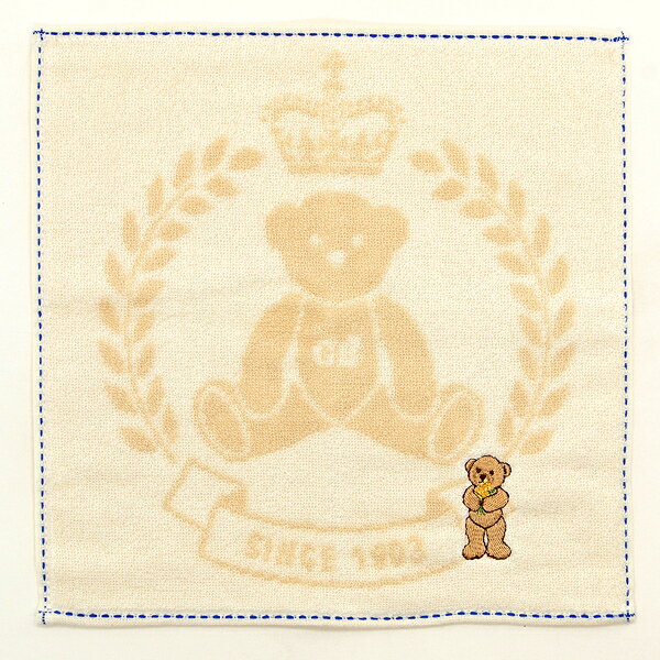 丸井(マルイ)楽天市場店のグレート・ブリティッシュ・テディベア　モチーフ刺繍入り　タオルハンカチ（パッケージ入り）12ヵ月／ブルーミング（BLOOMING）｜アングル3