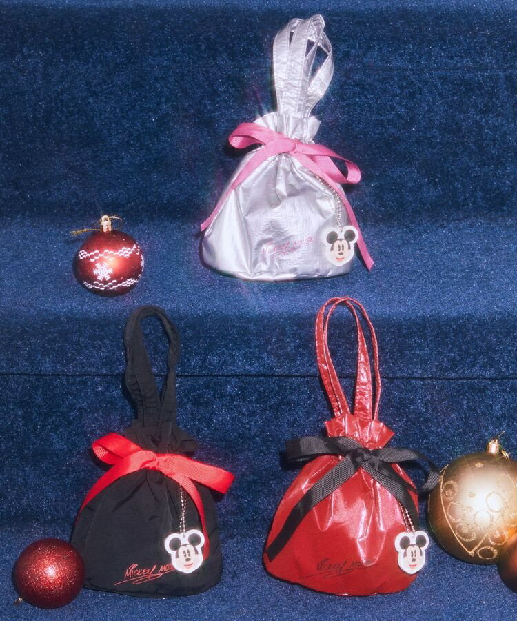 【予約】Disney／ミッキーチャーム付きリボン巾着／アースミュージック＆エコロジー（earth music＆ecology）のサムネイル