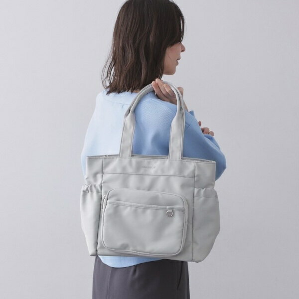 フロントポケット3層デザインBIGトートバッグ【マルチポケット】／オペークドットクリップ（OPAQUE.CLIP）