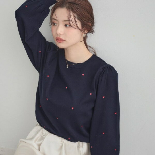 【着映え】ハートドットラメ刺繍ニット／クチュールブローチ（Couture Brooch）