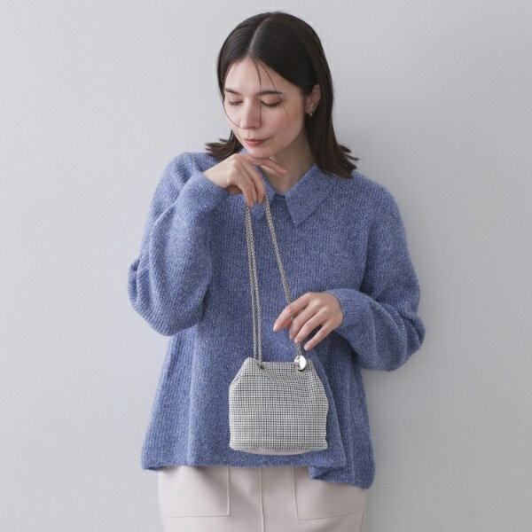 ラインストーン調シャイニー巾着ミニショルダーバッグ【2WAY】／オペークドットクリップ（OPAQUE.CLIP）