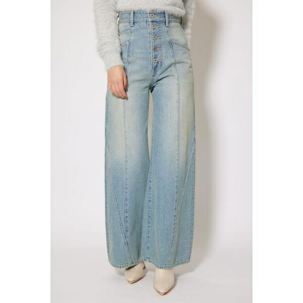 Cropped Pants - フロントボタンデザインハイウエストデニムパンツ／リエンダ（rienda）